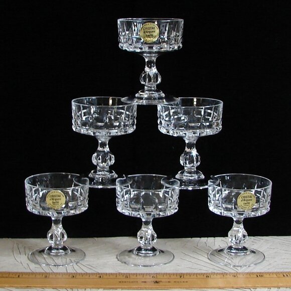 Vtg MIB Cordial Glass Set of 6, Durand Cristal D'Arques, Chambord, Liqueur Coupe - Picture 1 of 11